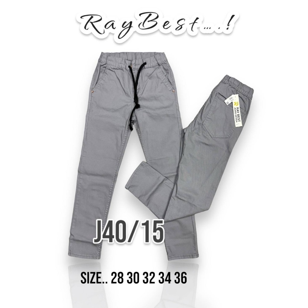 ขายาวผู้ชาย กระบอกเล็กJ40 ผ้ายืดคอตตอน สีไม่ตก ใส่สบาย เอวยืด มีเชือกผูก เอว28-36