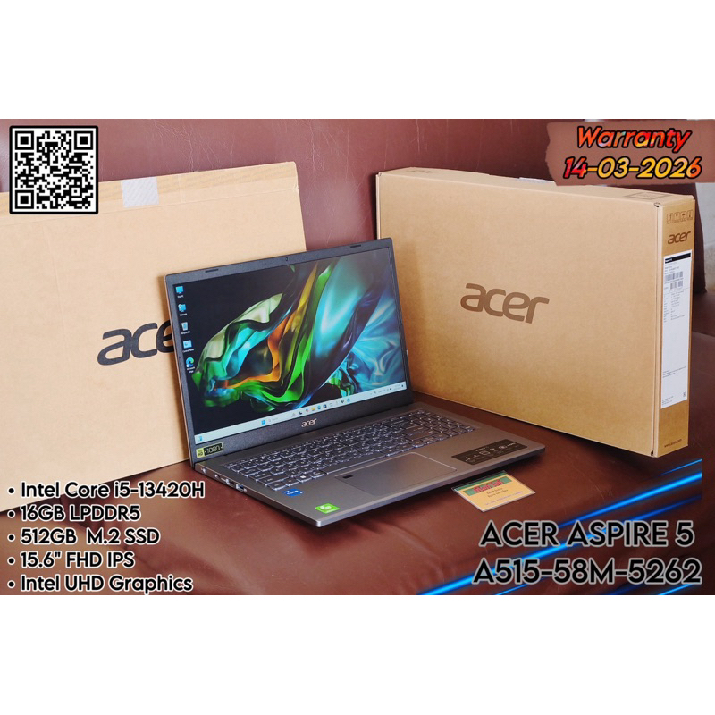 Acer Aspire 5 A515-58M-5262  Core i5 Gen 13 อุปกรณ์ครบกล่อง