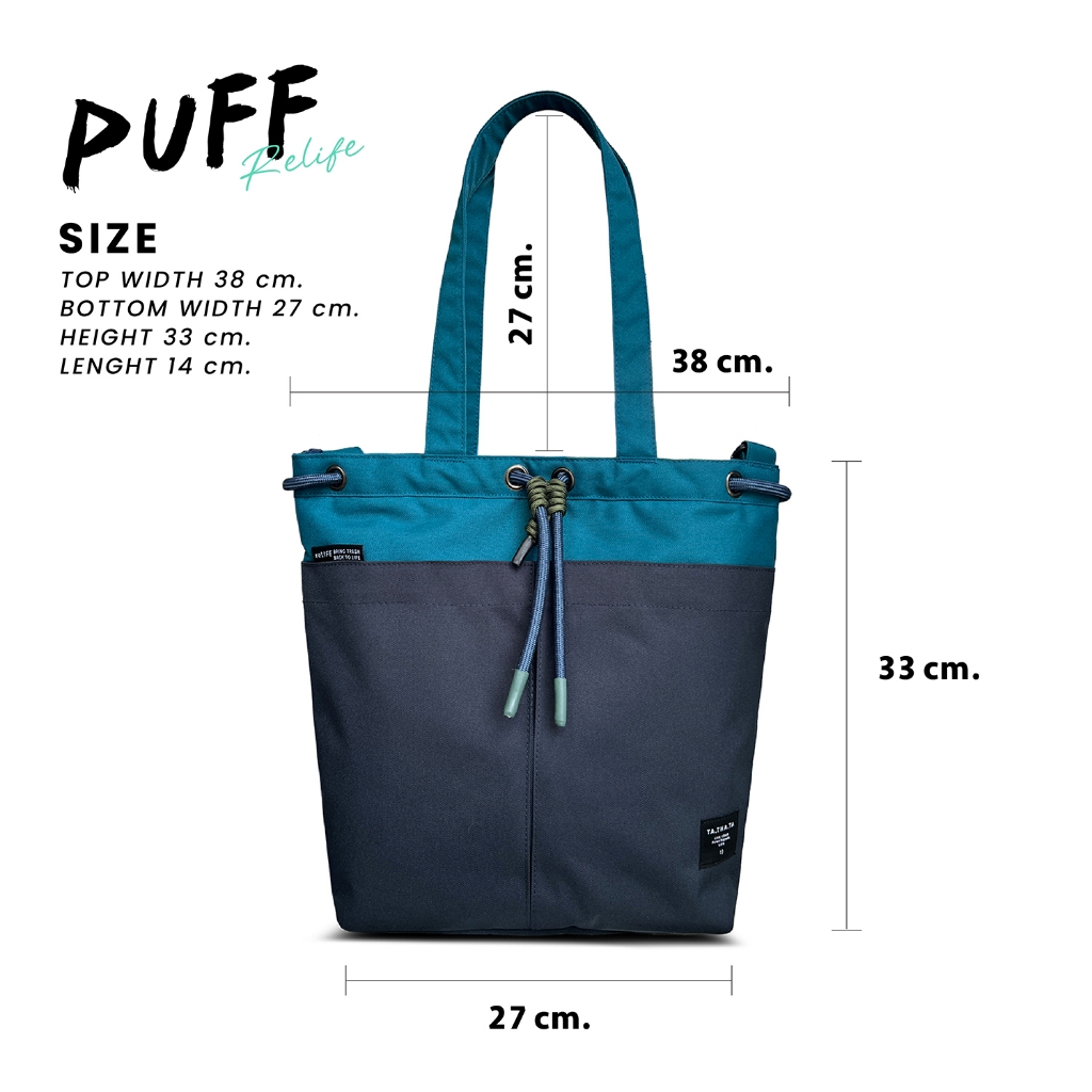Puff relife bag กระเป๋าผ้ารีไซเคิลรุ่นพัฟ / casual tote / minimal shoulder bag - รูปที่ 7