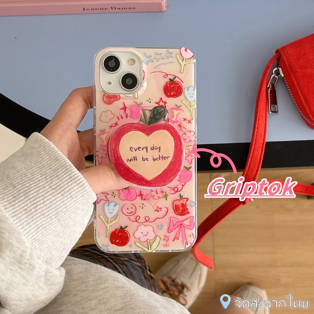 พร้อมส่ง เคสไอโฟน13 11 12 14 15 15Pro 15 Pro Max ดาว ทิวลิป โค้งคำนับ griptok กันน้ำ กันกระแทก แบบแข็ง iPhone Case