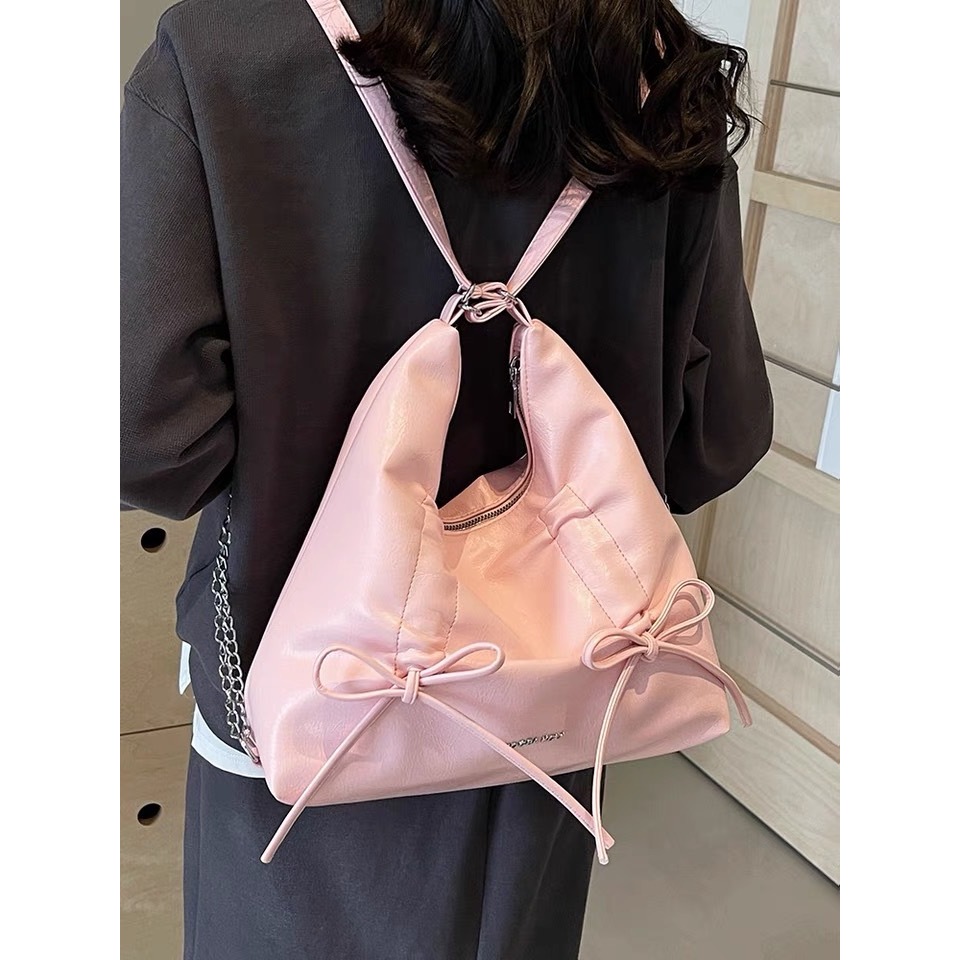 BAG-TAK🌷กระเป๋าน่ารักสไตล์เกาหลี ใส่ของได้เยอะ แต่งโบว์น่ารัก สะพายได้หลายแบบ กระเป๋าแฟชั่น มีสายสะพายยาว 🌷