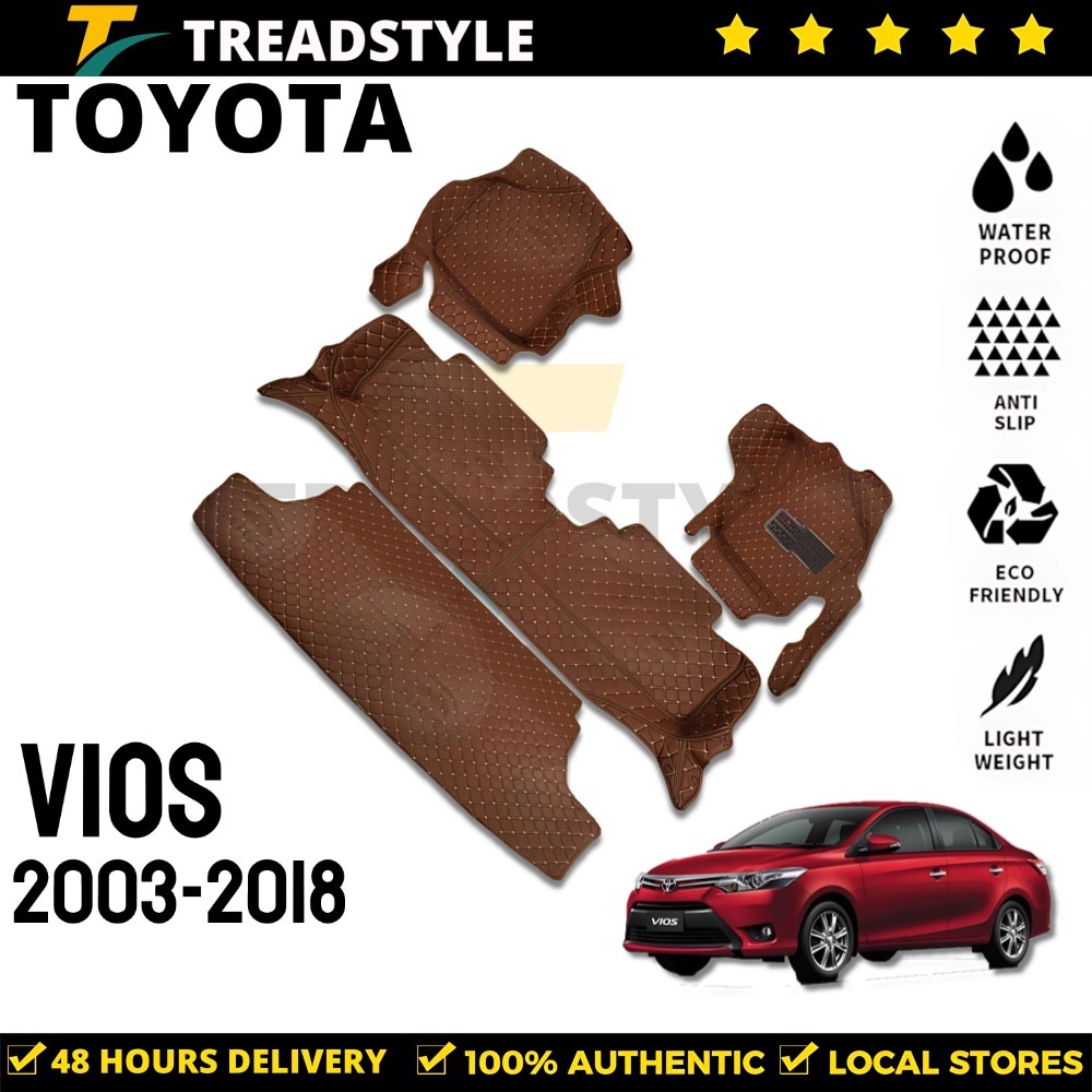 โรงงานผลิตในไทย 6D พรมรถยนต์ TOYOTA VIOS 2003-2007 2008-2013 2014-2018 อีซูซุ ดีแม็ก เต็มคันพรมหนัง พรมรถยนต์ vios