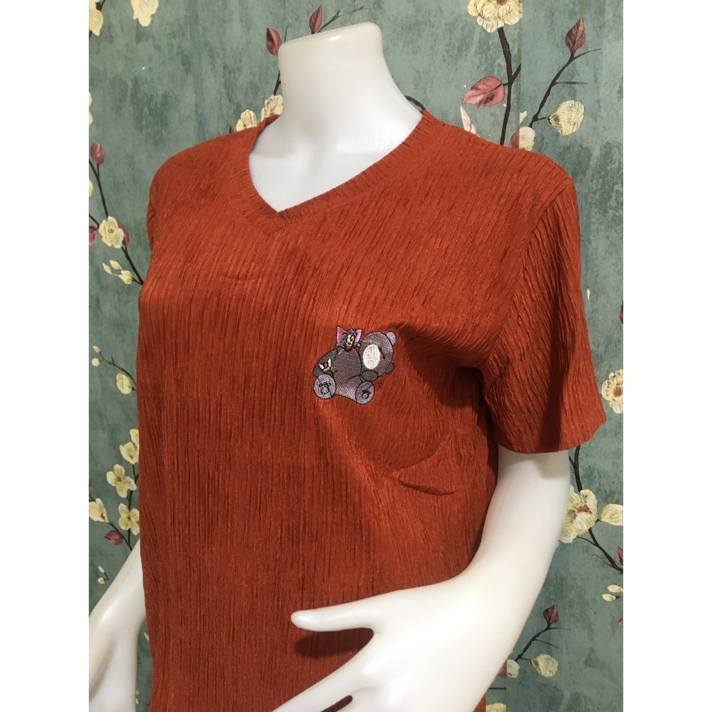 เสื้อยืดผ้าท็อฟฟี่ ผ้าเปลือกไม้ อก34-44นิ้ว  นิ้ว มี 10สี เสื้อสาวอวบลำลอง รุ่น1720-2 - รูปที่ 2