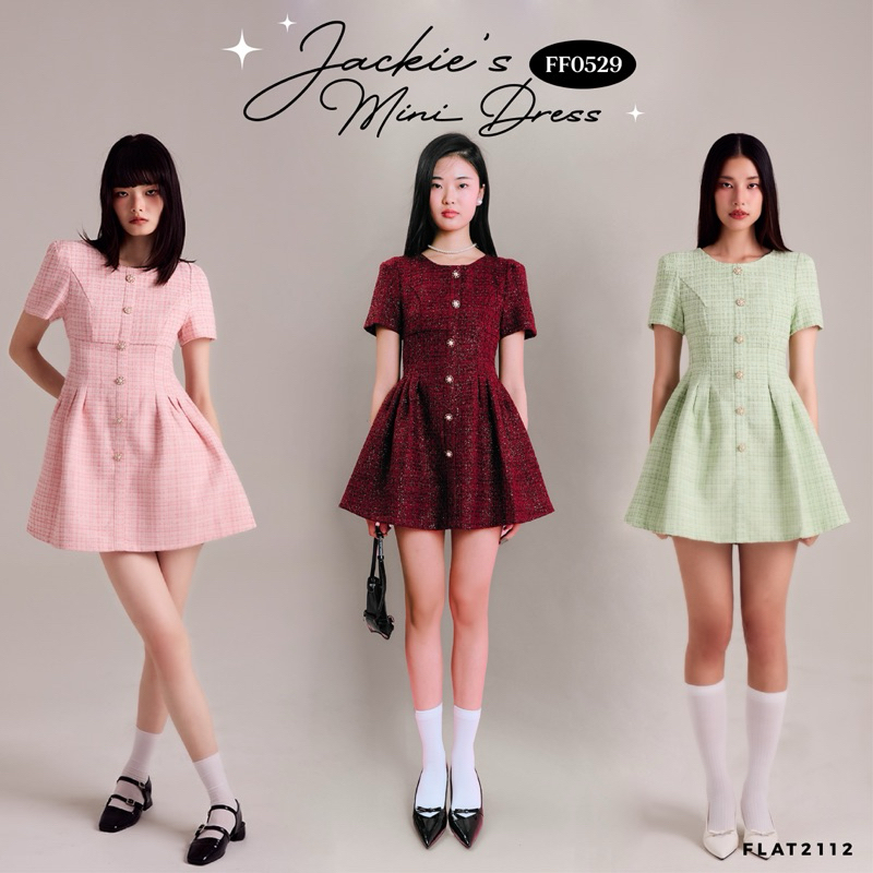 FLAT2112 FF0529 : JACKIE'S MINI DRESS เดรสออกงาน เดรสเข้ารูป