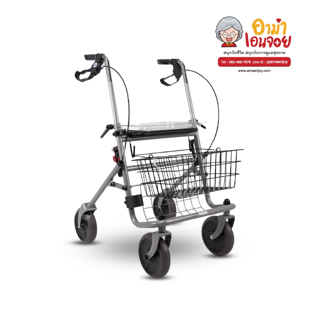 Rollator Cristallo วอล์คเกอร์ 4 ล้อ อุปกรณ์ช่วยพยุงเดิน ฝึกเดิน