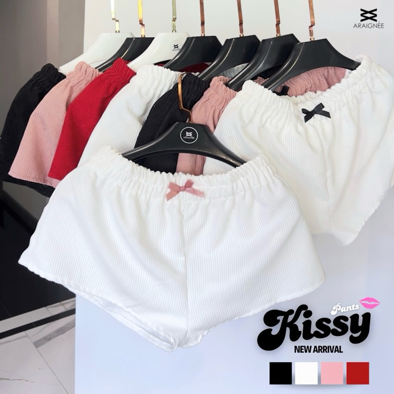 ♥️KiSSY Pants - กางเกงขาสั้นจิ๋ว  ขี้เล่นสไตล์เกิร์ลลี่ เอวสูงยางยืดผ้าลูกฟูก เก็บหุ่น ใส่สบาย
