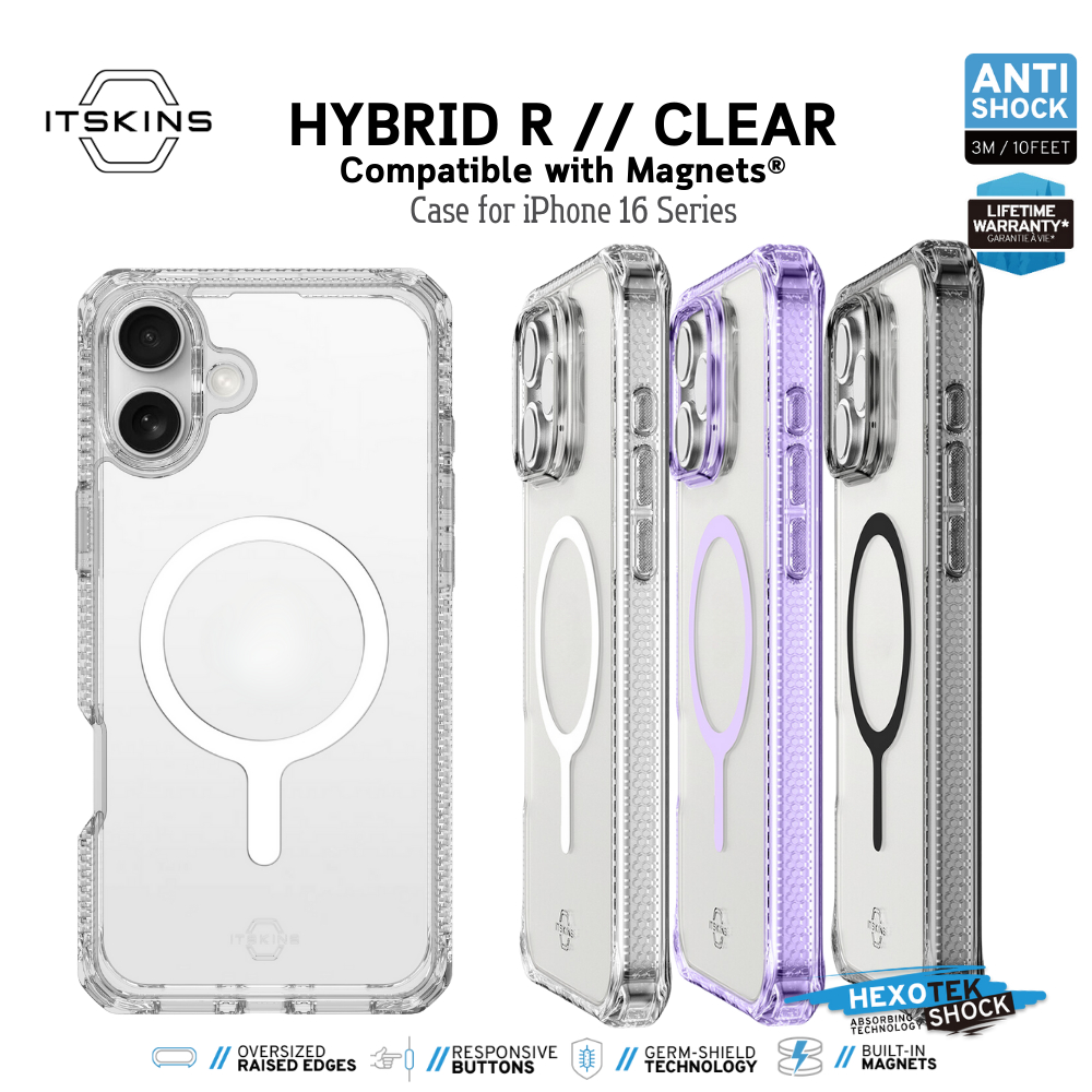 ITSKINS HYBRID R // CLEAR Compatible with Magnets® เคสกันกระแทก สำหรับ iPhone 16 I 16 Plus I 16 Pro I 16 Promax