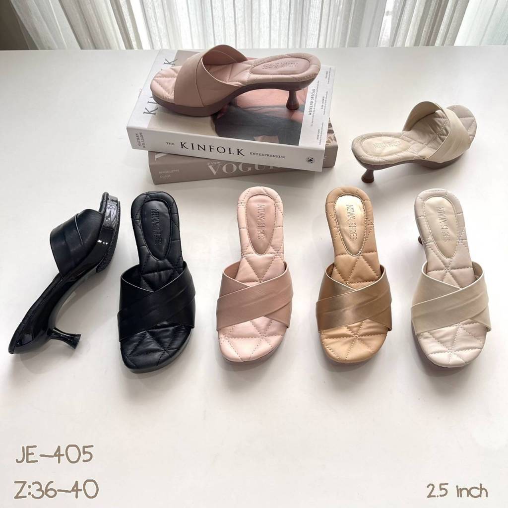 NIWA SHOES รองเท้าส้นสูง รองเท้าแฟชั่น รองเท้าส้นเกี๊ยะ รุ่น JE-405