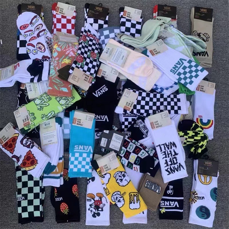 ถุงเท้า Vans ลายเท่ๆ ถุงเท้าแบรนด์ ข้อยาวครึ่งแข้ง