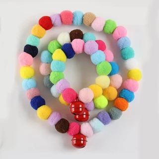 yoyopet : ปลอกคอปอมปอม ปลอกคอแมว สุนัข สีพาสเทล น่ารัก หลากสีสัน มีกระดิ่ง หลายขนาด ยืดได้ พร้อมส่ง