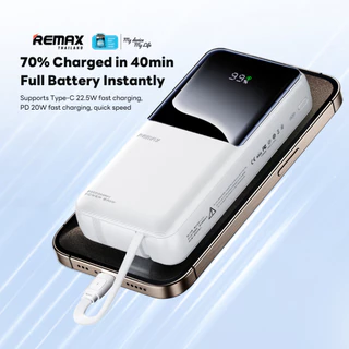 【 New CCC Certified 】 Remax Power Bank 20000mAh (RPP-680) - แบตสำรอง มีสายในตัว ชาร์จเร็ว 3 พอร์ต USB / Type-C / L
