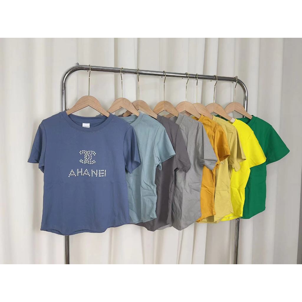 SALE!!!แขนสั้นมีไข่มุกผ้าคอตตอนเนื้อผ้าดี