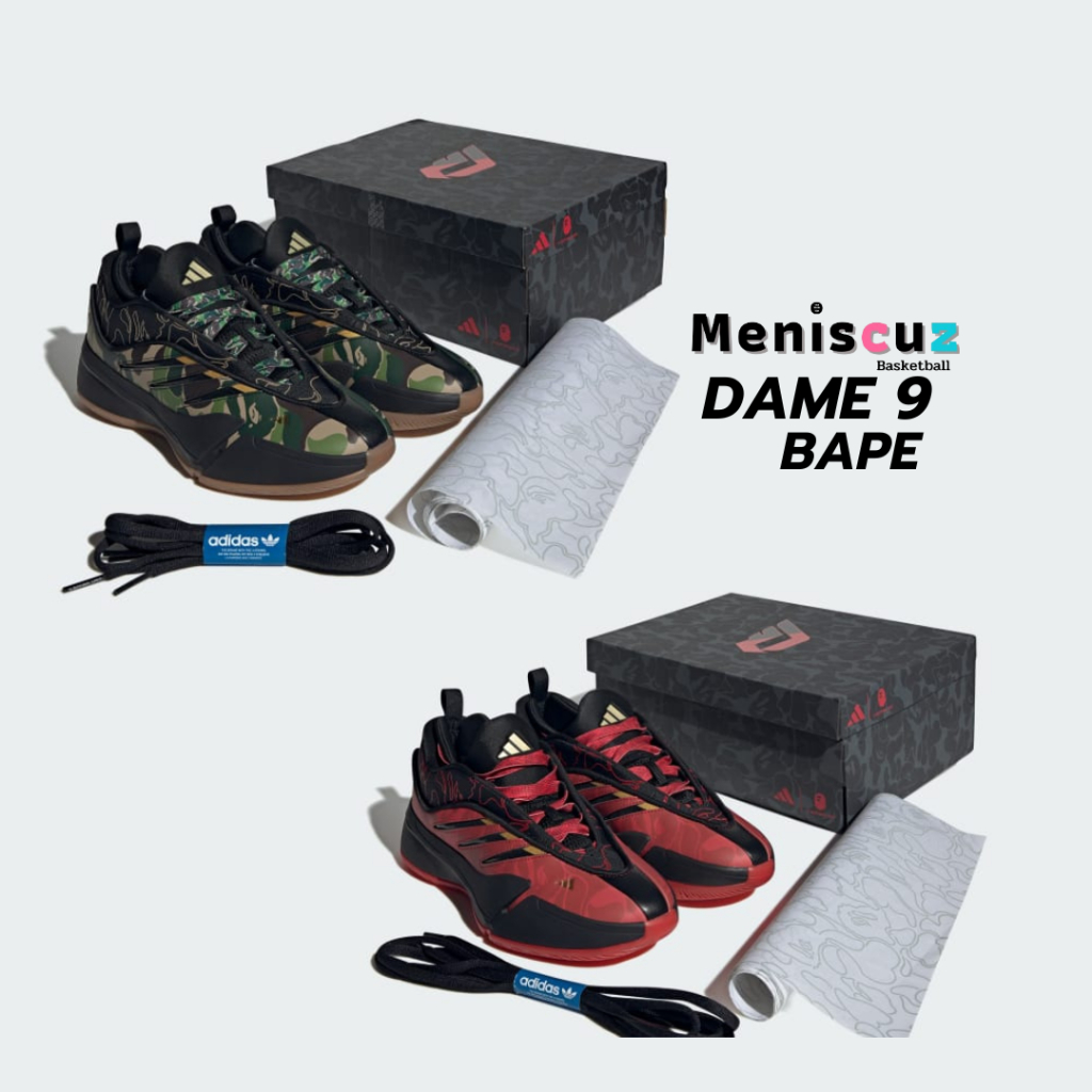เก็บโค้ด 30% พรีออเดอร์ รองเท้า adidas DAME 9 BAPE สีสุดสวย ของแท้