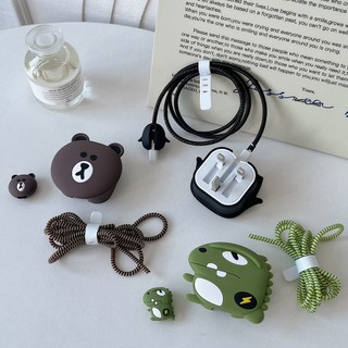 1ชุด 4ชิ้น เคส 3Pin สำหรับ ไอโฟน Apple Power Adapter 18W/20W สายชาร์จ ลายการ์ตูนน่ารัก  Cable Bite