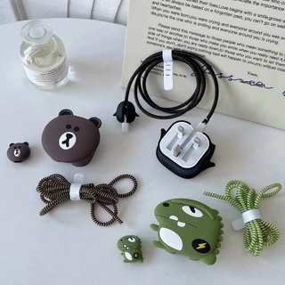 1ชุด 4ชิ้น เคส 3Pin สำหรับ ไอโฟน Apple Power Adapter 18W/20W สายชาร์จ ลายการ์ตูนน่ารัก Cable Bite