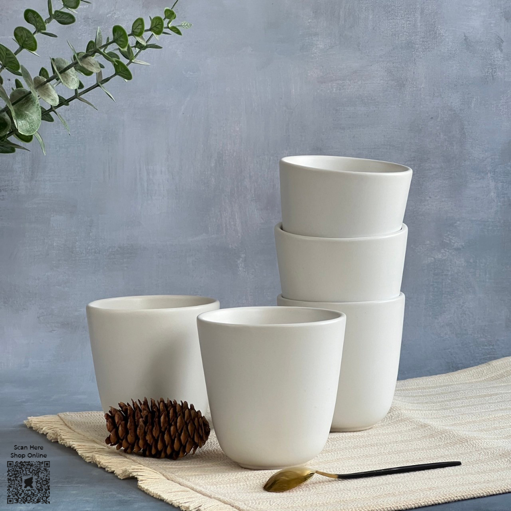แก้วเซรามิค แก้วไม่มีหู แก้วชา แก้วกาแฟ แก้ว แก้วสีขาว ความจุ280ml mug ceramic - AT1CERAMIC