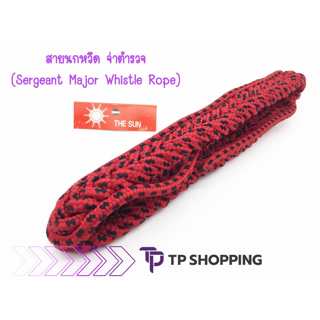 **22″ 24″ 26″** จ่าตำรวจ เครื่องแบบตำรวจ THE SUN สายคล้องไหล่  แดงดำ *คล้องกระดุมบาง* ลายถักไม่ปูด Police (TPshopping) ราคา ถูกที่สุด ดีลบีเคเค