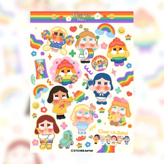 สติ๊กเกอร์ PVC ไดคัท กันน้ำ ลอกแล้วไม่ทิ้งคราบกาว สีชัด ติดทนนาน ขนาด A6 ลายการ์ตูนใหม่