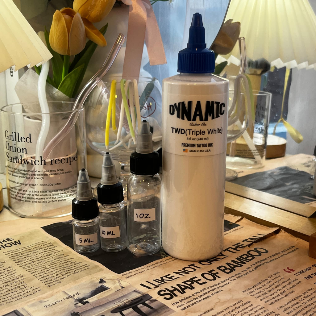 หมึกสักไดนามิกแท้ TWD สีสัก ขาวดีขาวจริง TWD White แท้100% Made in U.s.a. แบ่ง 5ml./10ml./1oz.