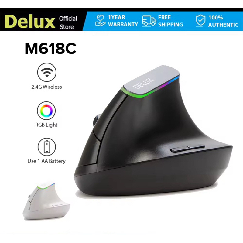 Mouse  Wireless แนวตั้งเมาส์ไร้สายErgonomic 6ปุ่ม1600DPIออปติคอล3Dเม้าส์ไฟLEDสำหรับPCคอมพิวเตอร์แล็ปท็อป