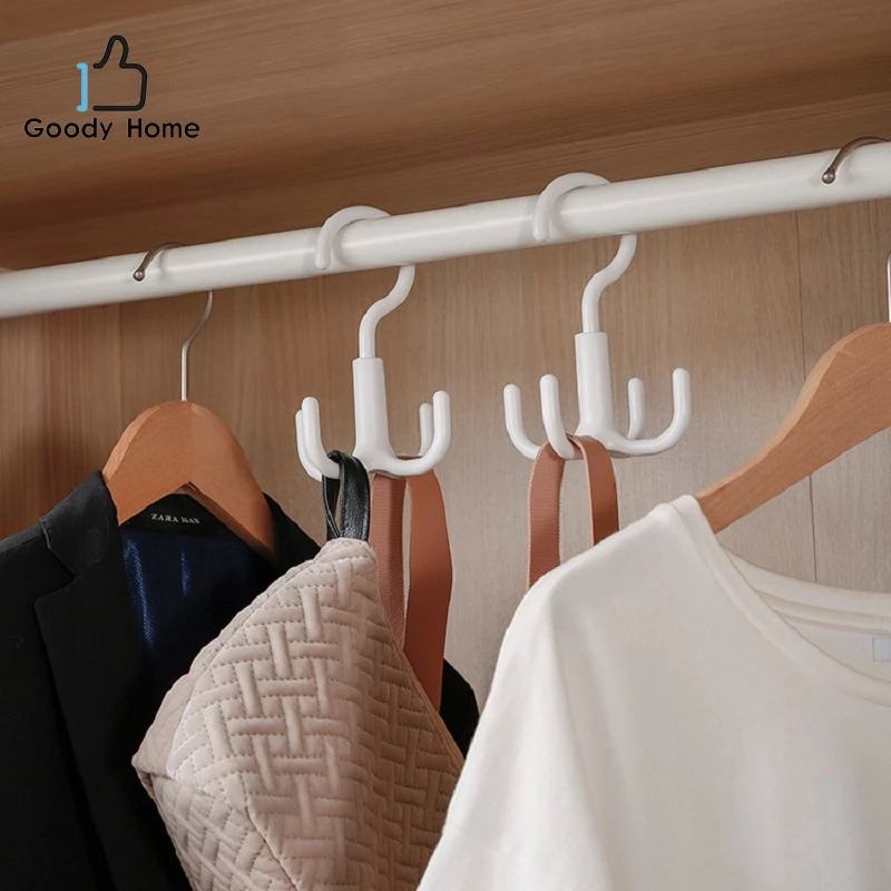 Goody Home ที่แขวนของ มีหัวตะขอ 4 แฉก หมุน ได้ 360 องศา แขวนของใช้ทั่วไป กระเป๋า
