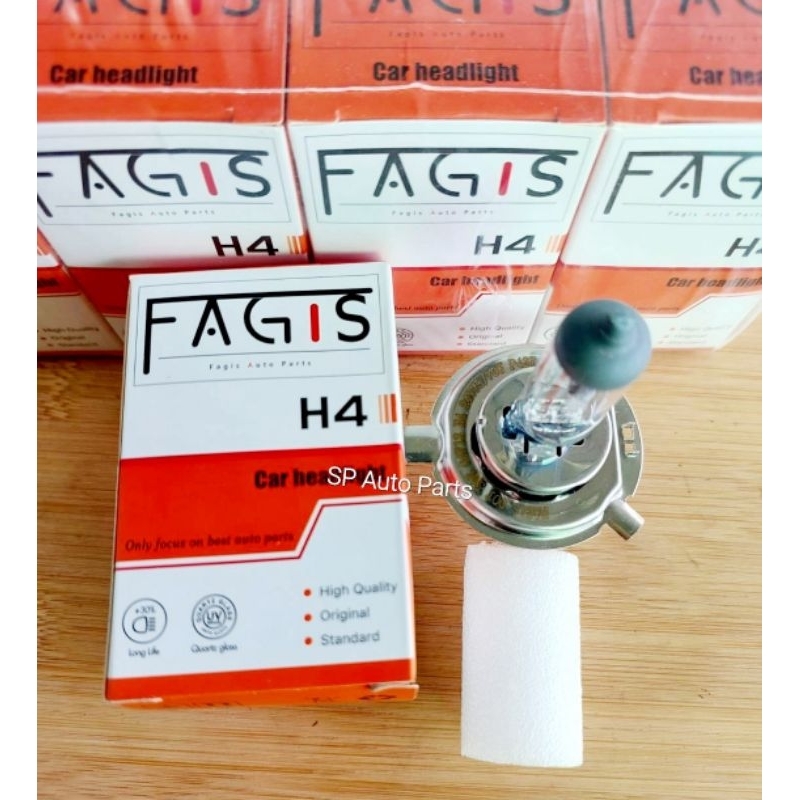 หลอดไฟหน้าH4 24 V 75/70W หลอดไฟหน้ารถยนต์หลอดไฟหน้ารถบรรทุก 6 ล้อ บรรทุก 10 ล้อ หลอดไฟ 3 ขายีห้อFAGIS หลอดฮาโลเจน