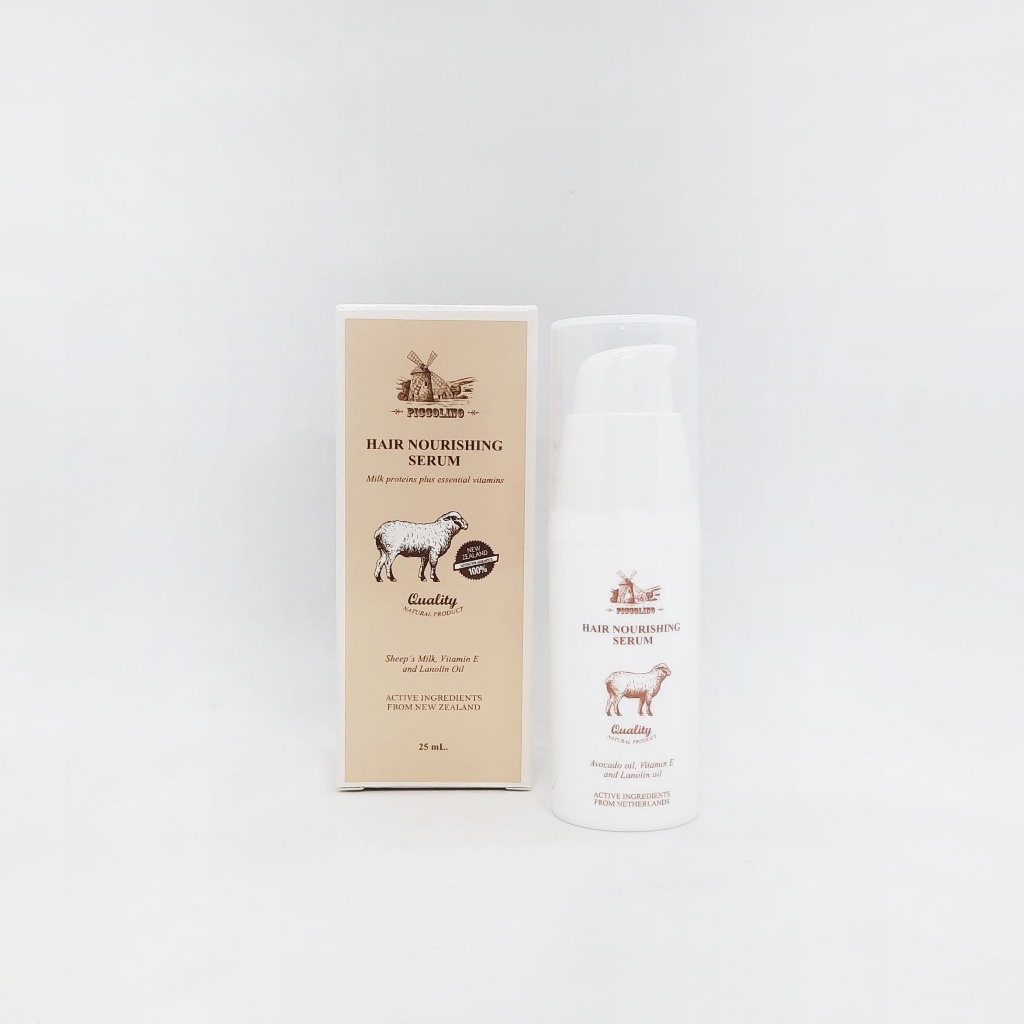 เซรั่มบำรุงเส้นผมจากนมแกะ น้ำมันขนแกะ และวิตามินอี : Piccolino Hair Nourishing Serum 25 มล : เพื่อผมนุ่ม ไม่ชี้ฟู