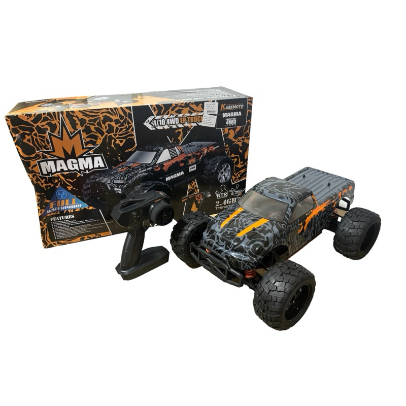 รถบิ๊กฟุตบังคับวิทยุKasemoto MAGMA V2 1/10 2.4GHz (มอเตอร์บัสเลส)65km/h ระบบไฟฟ้าได้แบตเตอรี่ชาร์จอุ