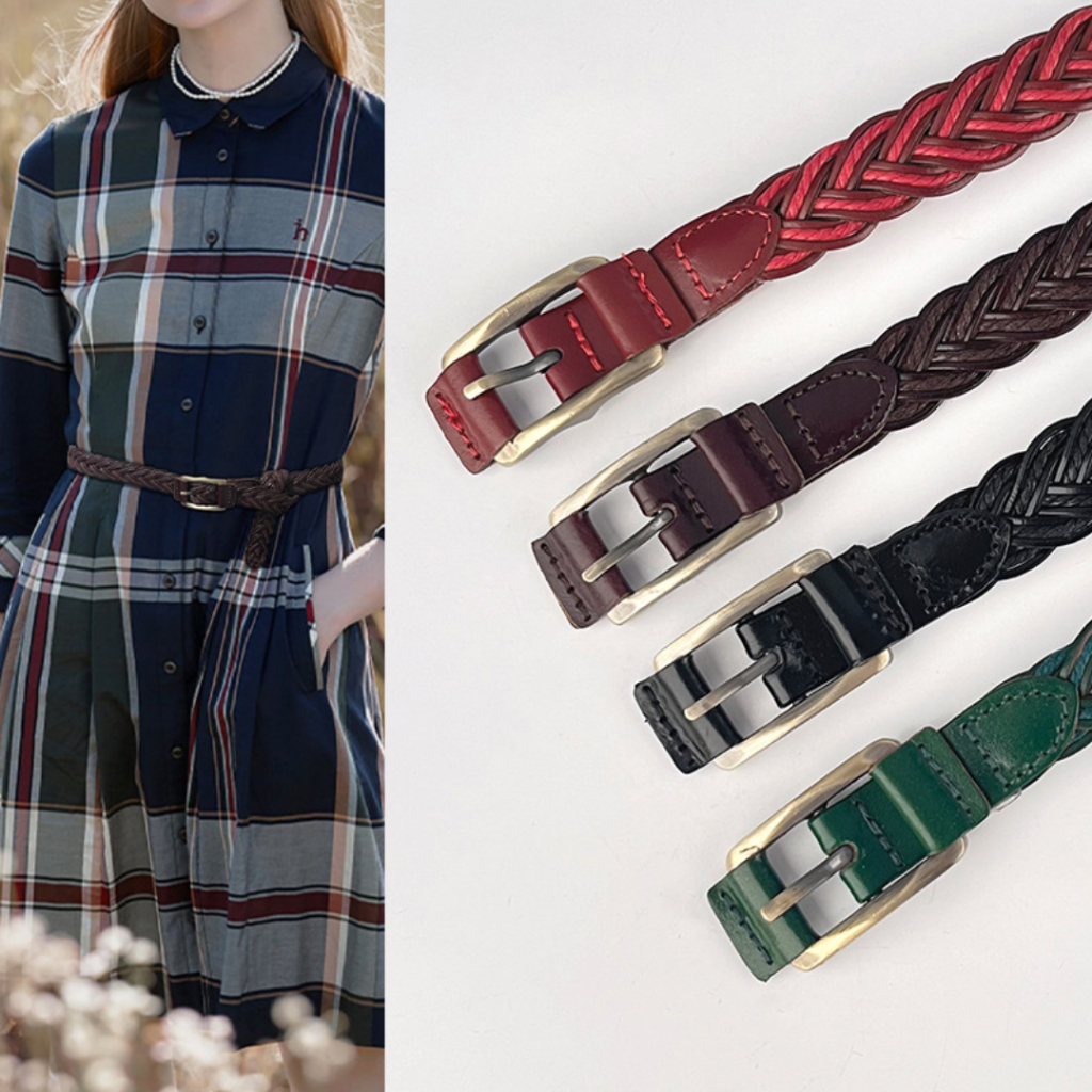 LK231 เข็มขัดเปียหนังแท้จ้า.. กว้าง 2cmยาว40"หลายสีจ้า