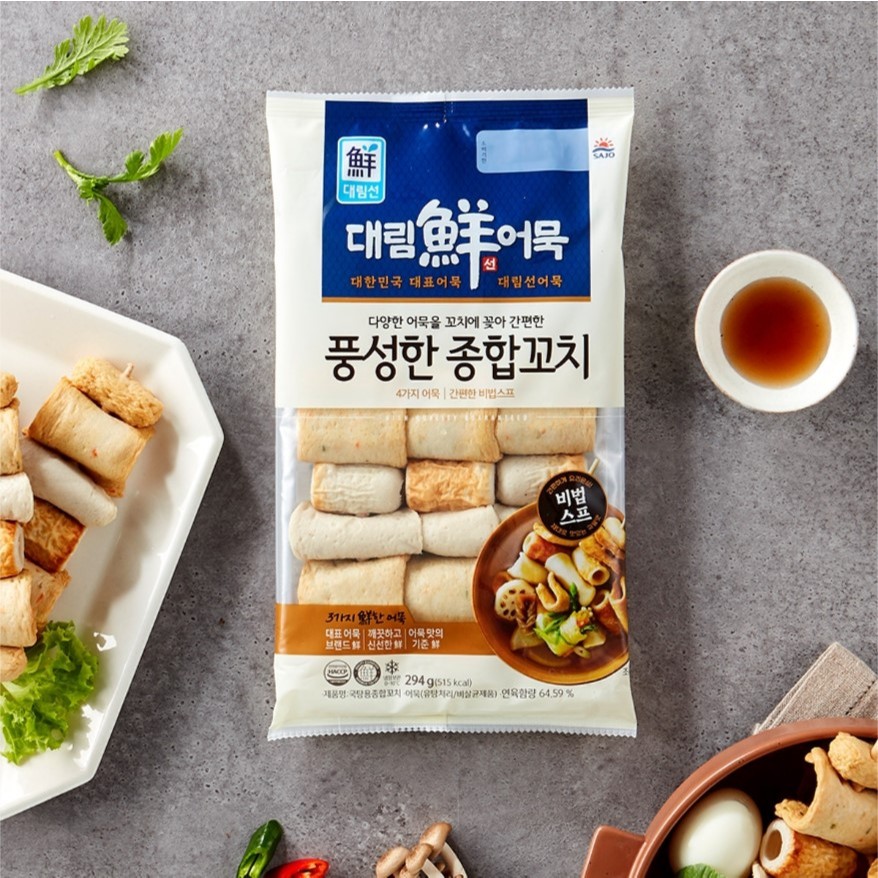 พร้อมส่ง 국탕용종합꼬치 ออมุกเสียบไม้ Sajo Fish Cake with Stick for Soup 294G