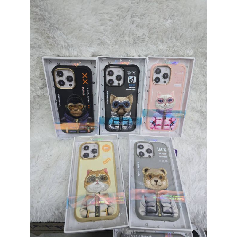 "พร้อมส่ง" เคสNimmy ลายปักซิป น้องแมว-น้องหมา-น้องหมี-ลิงดำ รองรับรุ่น i16Pro/16Promax
