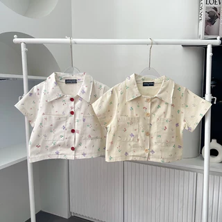 Cookie w Top เสื้อครอปคอปกทรงเชิ๊ตแขนสั้น🔥พร้อมส่ง