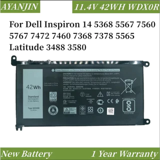 New 11.4V 42Wh WDX0R Laptop Battery For Dell Inspiron 14 5368 5567 7560 5767 7472 7460 7368 7378 5565 Latitude 3488 3580