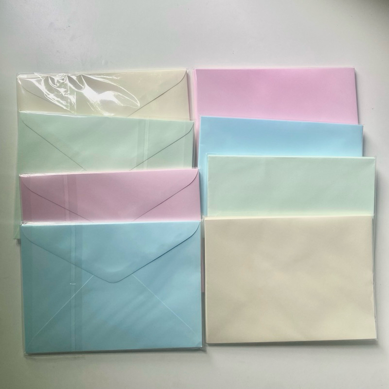 ซองการ์ด ขนาด 5*7 นิ้ว แพ็ค 10 ซอง สีชมพู สีเขียว สีครีม สีฟ้า ซองไม่บาง ใส่การ์ดงานบวช งานแต่ง ซองจดหมาย ซองปอนด์