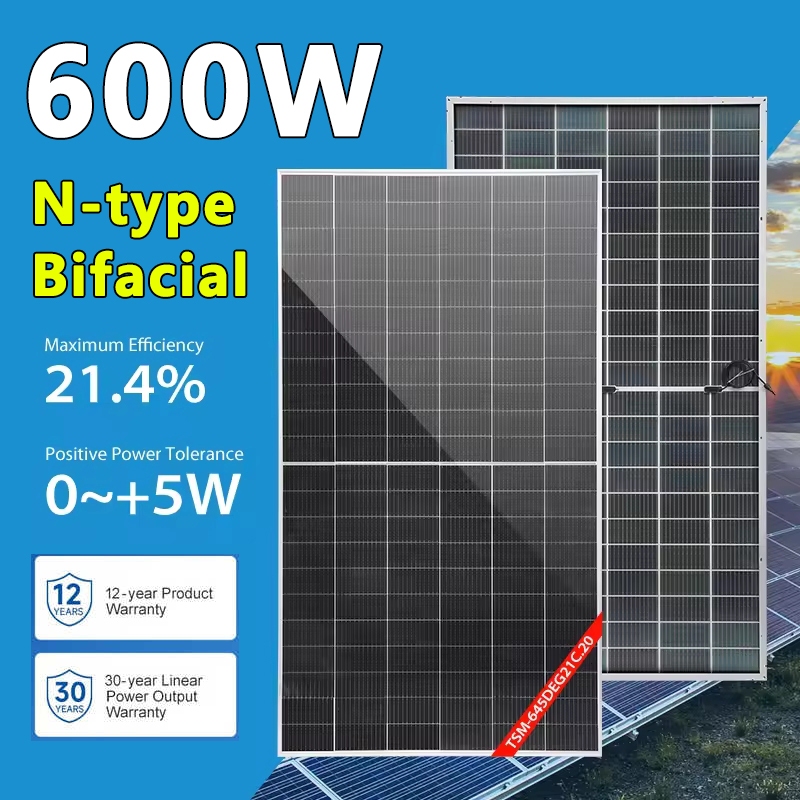 แผงโซล่าเซลล์ solar panel 600W Mono Half Cut Cell 600W (N-Type)