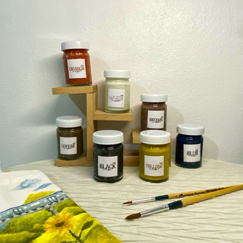 ECO Fabric Paint สีจากธรรมชาติ สำหรับเพ้นท์ และสกรีนผ้า ขนาด 50 กรัม สูตร (ใส่สารยึดติด)