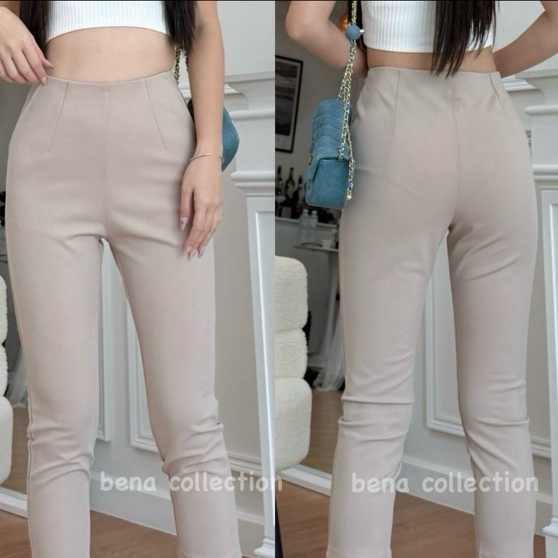 BB pants | กางเกง7ส่วน ซิปข้างเอวไม่มีขอบ ผ้าโรงเชฟแท้