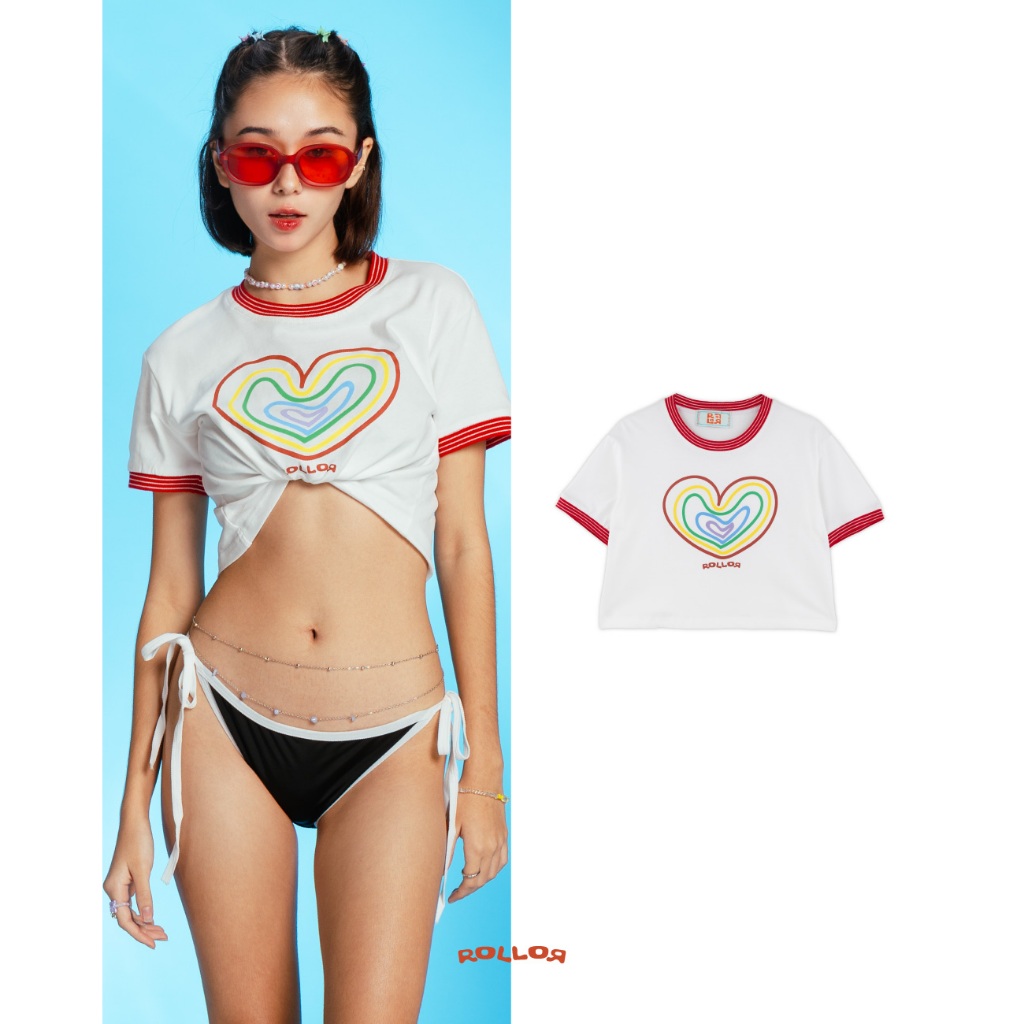 ROLLOR - เสื้อครอป เเขนสั้น รุ่น ROLL HEART