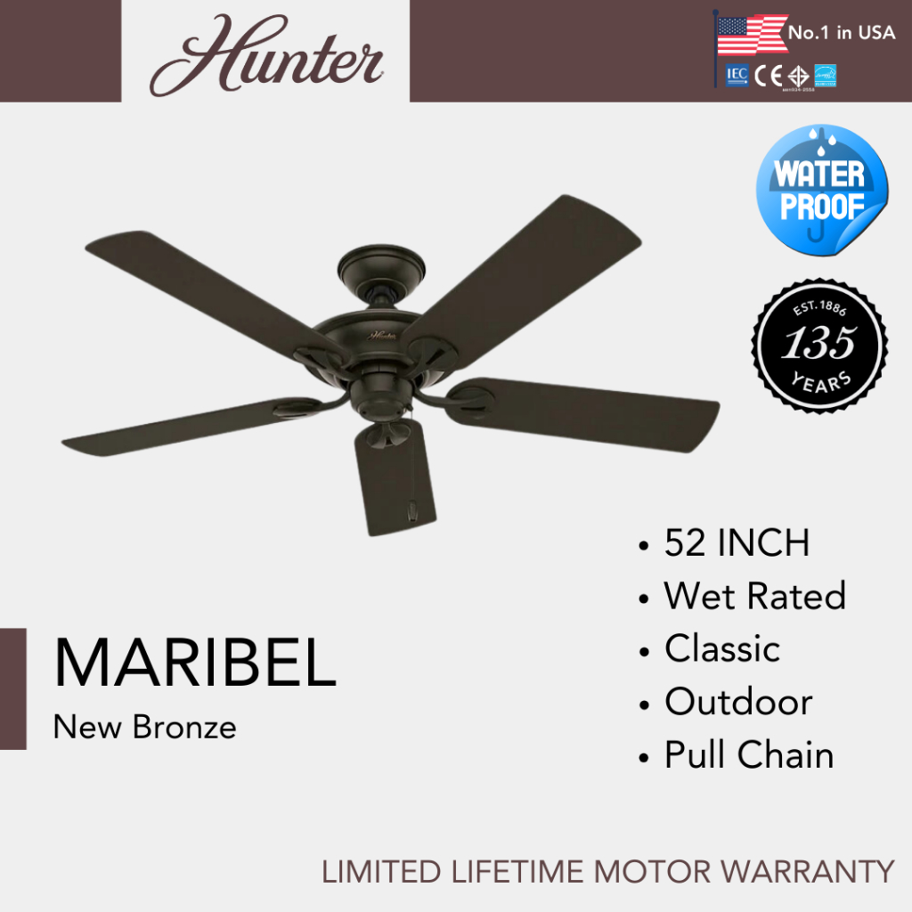 Hunter Fan พัดลมเพดาน รุ่น Maribel - New Bronze 52" Outdoor Fan