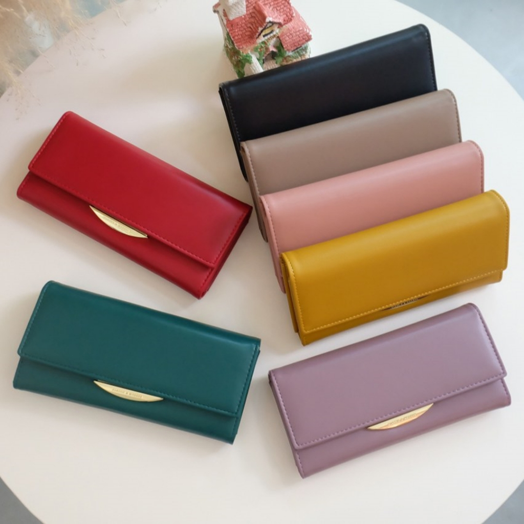 [พร้อมส่งในไทย] กระเป๋าสตางค์ยาว3พับกระดุมแม่เหล็ก พร้อมส่งในไทย No.T-5601-117 แบรนด์แท้Classic&Mode