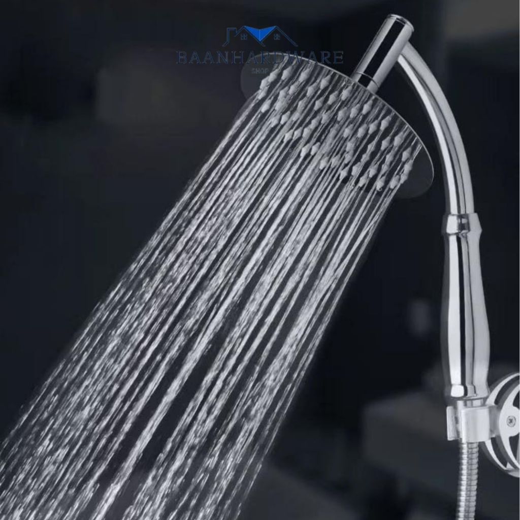 BAANHARDWARE หัวฝักบัวสแตนเลส เพิ่มแรงดันน้ำ ประหยัดน้ำ ฝักบัวอาบน้ำหมุนได้ 360 °ขนาดใหญ่ MA-F-015