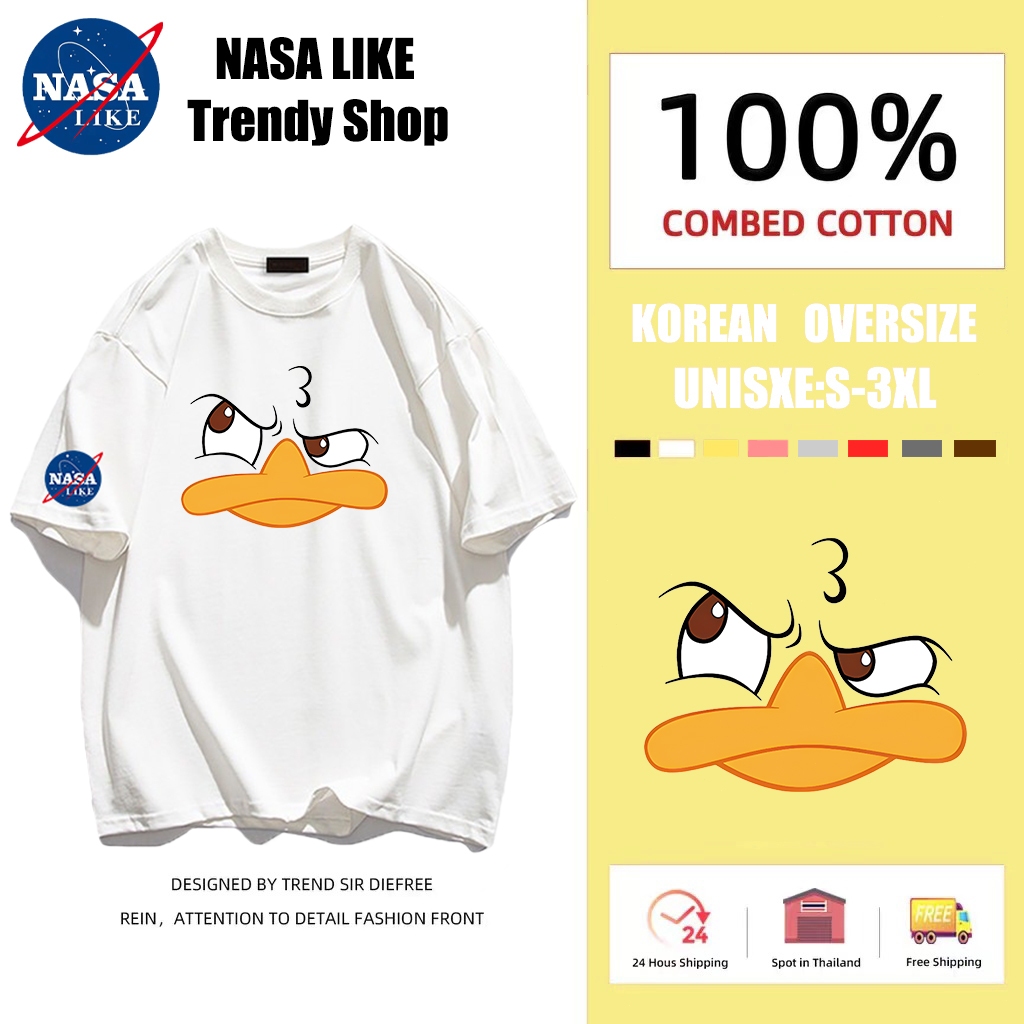 NASA LIKE จัดส่งตลอด 24 ชั่วโมง เสื้อยืดแขนสั้น เสื้อคอกลม อารมณ์ใบหน้า 100% cotton 8สี S-3XL