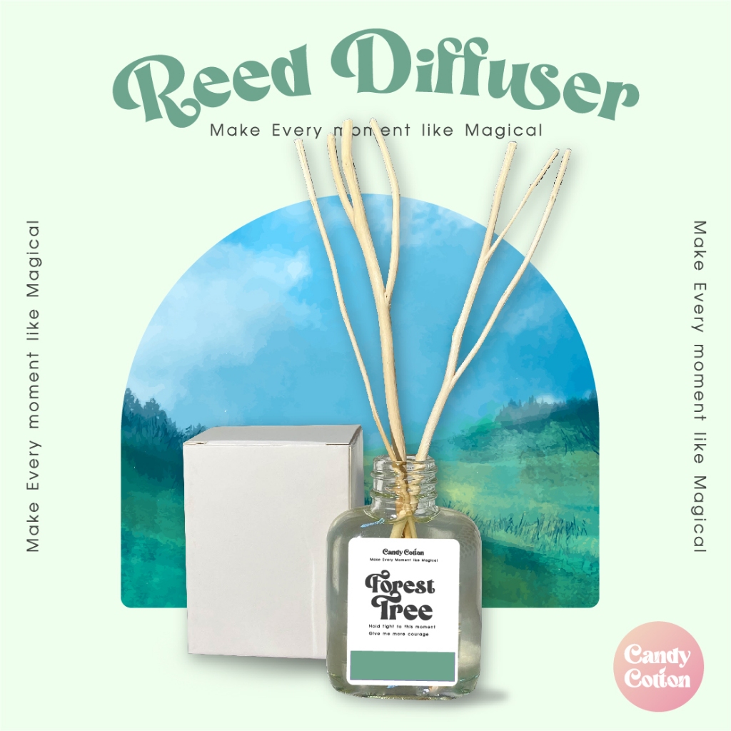 New! Design ก้านไม้หอม (30 ml.) กลิ่น Forest Tree น้ำหอมปรับอากาศ ขนาดเหมาะสำหรับของขวัญ ฟรี! ก้านไม้งา🎄