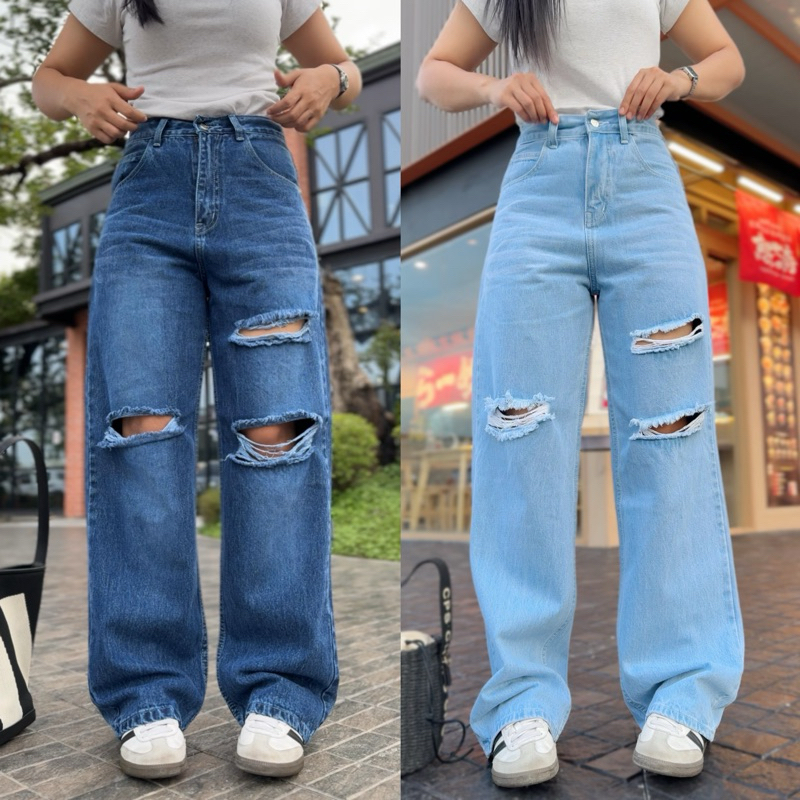 Code.W54 กางเกงยีนส์ทรงกระบอกใหญ่ Baggy ป้ายWANWI ยีนส์