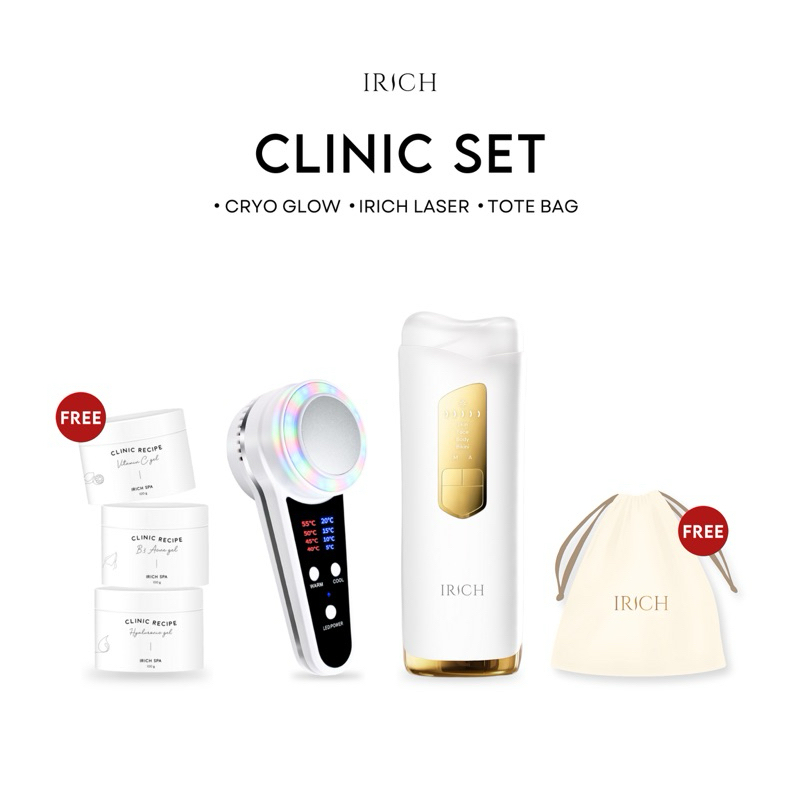 CLINIC SET : IRICH เครื่องเลเซอร์(ไม่จำกัดช็อต) + เครื่องนวดหน้า เจลคลินิก