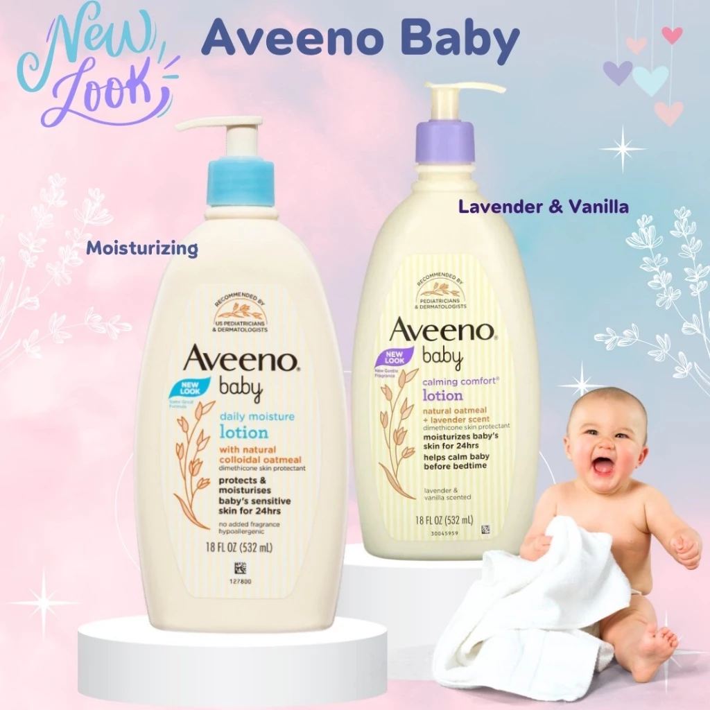 ล๊อตใหม่‼️ อวีโน่ เบบี้โลชั่นบำรุงผิวลูกน้อยอย่างอ่อนโยน ไร้แอลกอฮอล Aveeno Baby Daily Moisture Lotion 18 Fl