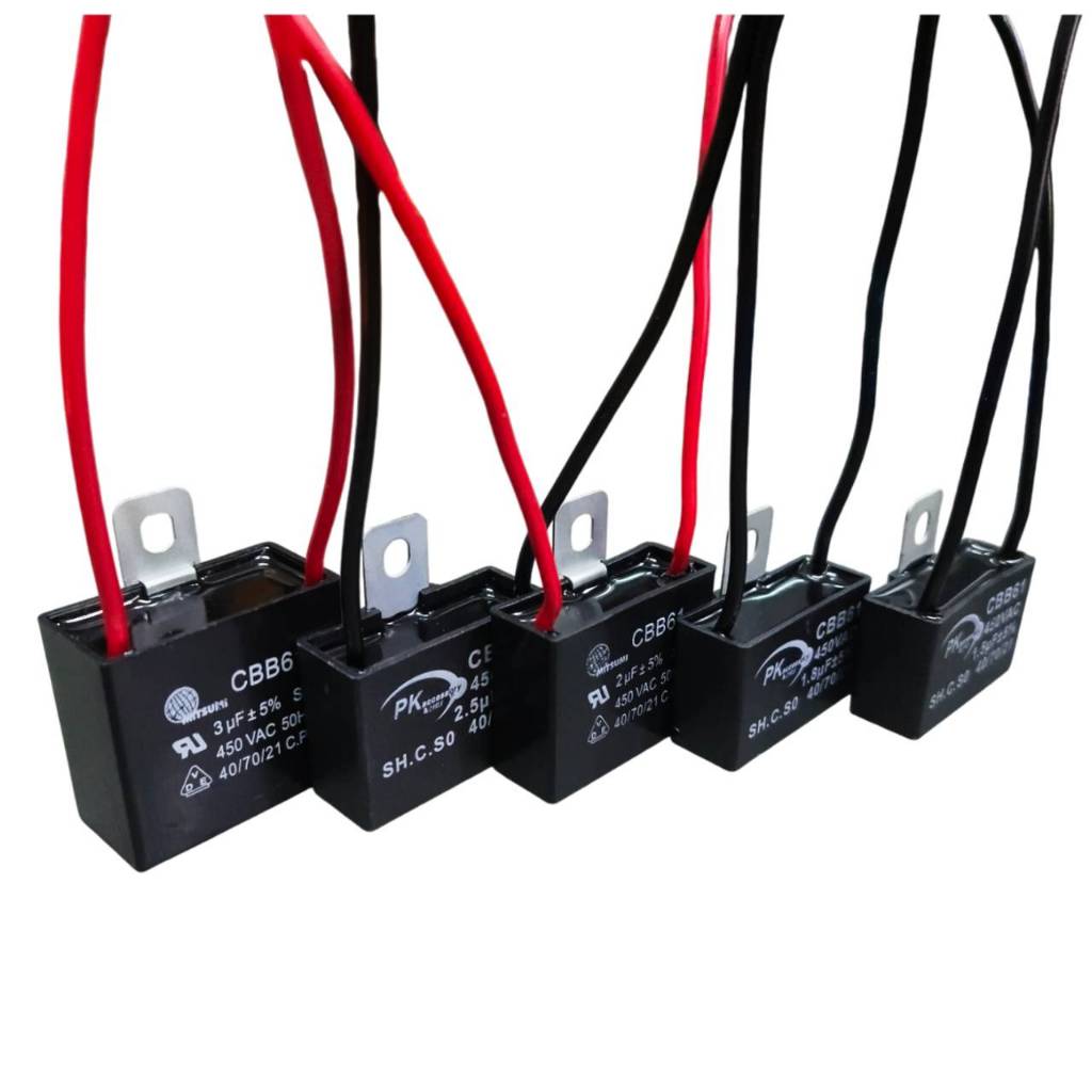 Capacitor 1.5uf, 1.8uf, 2uf, 2.5uf, 3uf / 450v  คาปาซิเตอร์ แบบมีสาย ตัวเก็บประจุ ใช้กับพัดลม พัดลมทั่วไป และ - รูปที่ 2