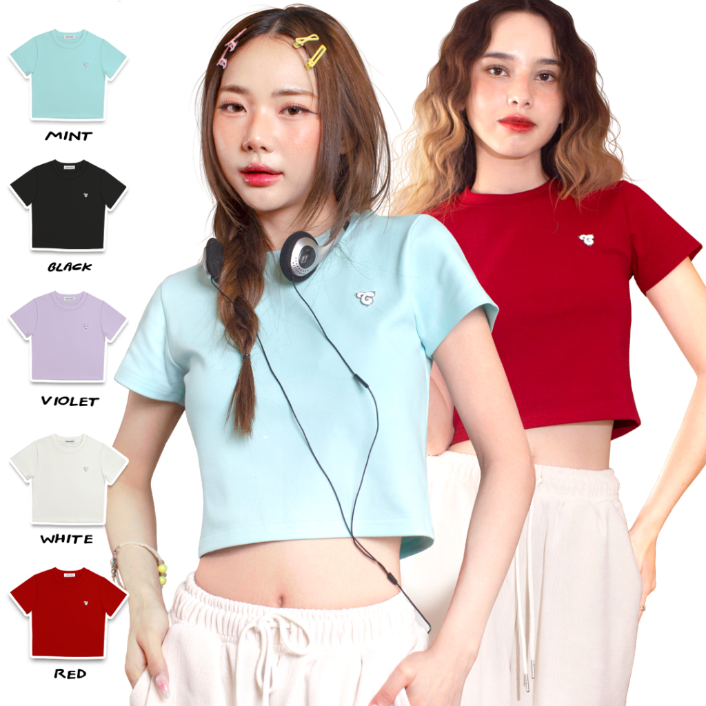 Clothesmello | C logo Fitted Tee (เสื้อครอป แขนสั้น)