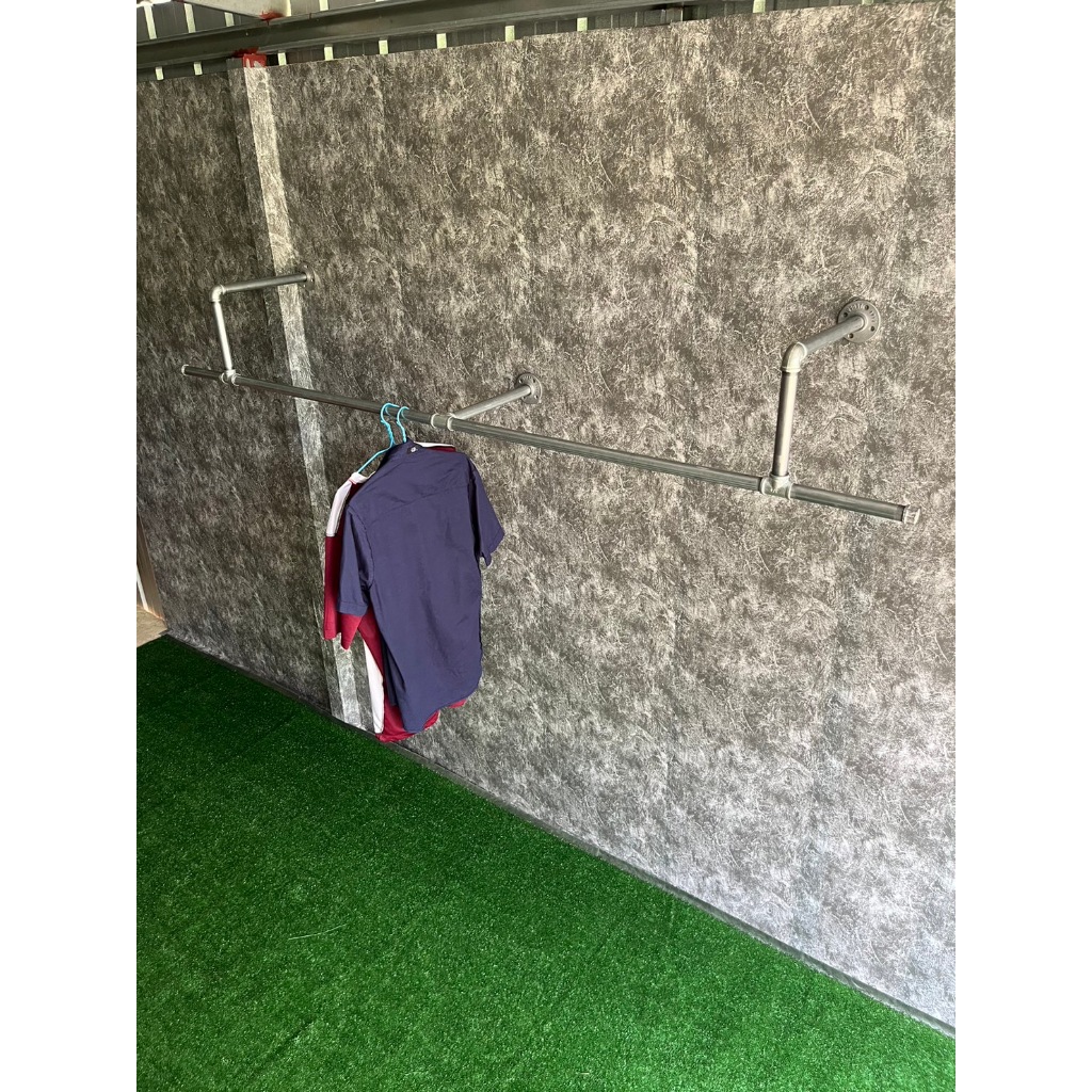 ราวแขวนผ้าติดผนังรุ่นตัว U 3 ขา มีขนาดยาว 1.89 เมตร , 2.39 เมตร , 2.89 เมตร , 3.39 เมตร ทำด้วยท่อเหล็ก 6 หุน(3/4 นิ้ว) - รูปที่ 7