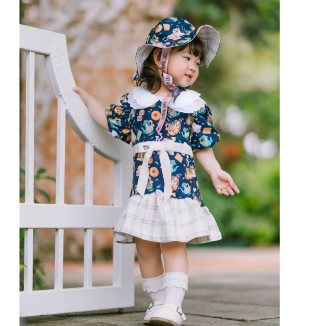 TW Baby ชุดเดรสเด็กผู้หญิง ลายน้องหมา มี 2 สี Navy และ Pastel